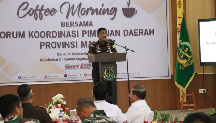 Di Coffe Morning Kajati Dan Forkopimda Maluku, Dorong Bentuk Satgas  Terpadu Tindak Aktivitas Tambang Ilegal Gunung Botak